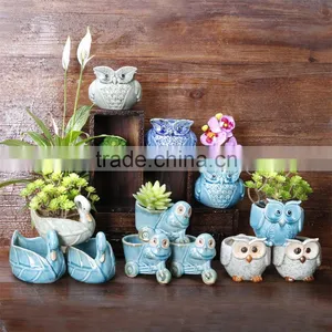Shabby Chic Succulent Pot Ceramic Animal Flower Planters thumbnail-1