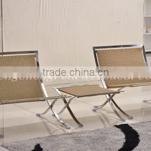 Stainless Steel Frame Rattan Leisure Chair With Ottoman thumbnail-2