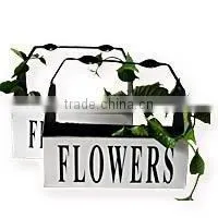 Metal Flower Planters in Basket Style Set of 2 thumbnail-1
