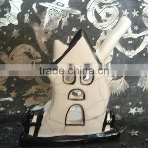 Ceramic Ghost Pumpkin,ceramic Hallowmas Ghost House,halloween Hanger thumbnail-1