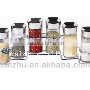 Kitchen Condiments Spice Glass Jar Storage Display Rack thumbnail-1
