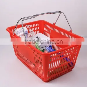Supermarket Plastic Shopping Basket With Handles thumbnail-1