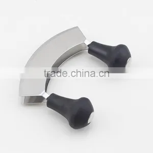 Stainless Steel Double Blade Cheese Cutter Carving Knife Mezzaluna Chopper With Black Handle thumbnail-4