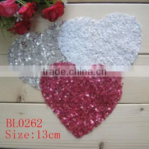 13CM Wholesale Colorful Heart Shape Sequin Applique for Baby Cloth thumbnail-1