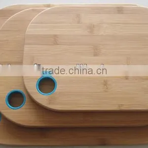 Three Size Bamboo Cutting Board With Silicon Handle #32001 thumbnail-1