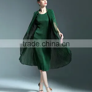 Wholesale England Style Chiffon Spliced Wrinkled Midi Dress for Lady thumbnail-2