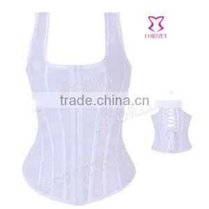 Women Lace Fabric White Strap Bridal Corset Made In China thumbnail-1
