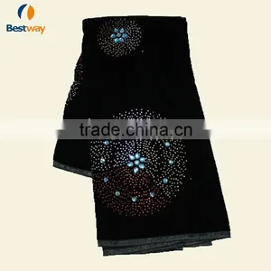 Fashionable Design Black Color Swiss Velvet Lace Wholesalers With Stones thumbnail-1