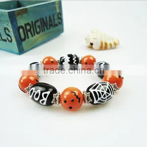 Halloween BOO Sqider Design Glass Beads Bracelets Creative Pumpkin Lamp Beads Bracelets for Chrildren's Gifts 2016 thumbnail-1