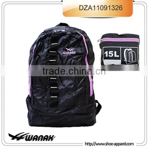 Black Foldable Shopping Bag Folding Backpack Bag thumbnail-1