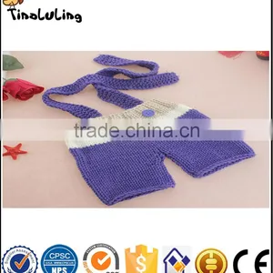 Tinaluling Baby Newborn Photography Props Crochet Baby Beanie Hat With Suspender Pant Knitted Costume Outfit thumbnail-5