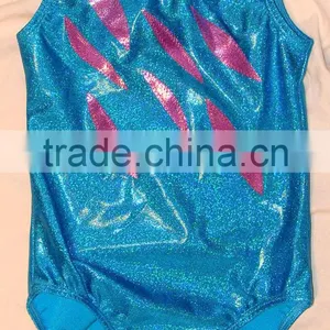 Gymnastics Leotard Girls Turquoise Twinkle Leotard With Lilac Mystique Slashes thumbnail-1