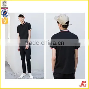 Factory OEM High Quality Fashion Cheap Custom 210g 100% Cotton Uniform Men's Black Polo T Shirt thumbnail-1