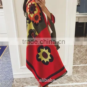 2016 Luxury Brand Cashmere Scarf For Women Sunflower Pattern Pashmina Cashmere Shawls Winter Women Blanket Scarf thumbnail-5