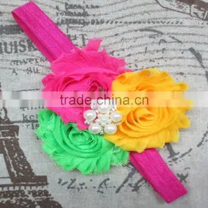Sparkle Rhinestone Pearl Flowers Girl Baby Hairbands Hot Selling, Wholesale Handmade Infant Newborn Hairband thumbnail-5