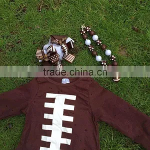 Football Dress New Design Ruffle Dress Clothes 100%cotton Cute Children's Kids Clothes With Matching Necklace and Headband thumbnail-3