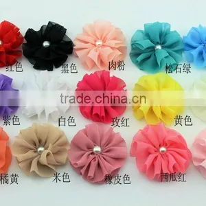 15 Colors 5.5 cm Fabric Floral Chiffon Flower Accessories, Hair Clip, Shoes and Garments Accessories,DIY Crafts Flowers thumbnail-1