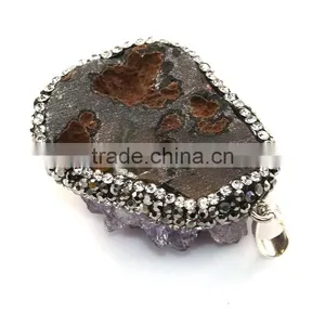 Best Selling Products Natural Quartz Nuggets Druzy Pendant thumbnail-2