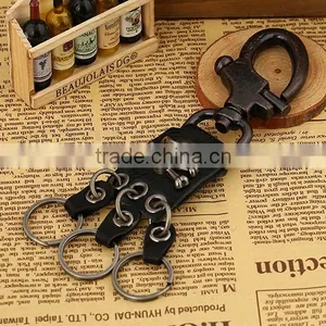Leather Gothic Biker Skull Pewter Keychain Key Ring FOB Llavero Gotic thumbnail-2