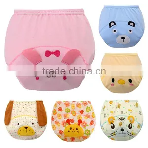 3 Layers Cartoon Faces Newborn Baby Training Pants Pure Cotton Baby Cloth Diaper Nappy thumbnail-1