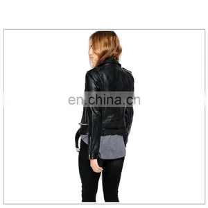 Women Special Design Punk Style Motorbike Leather Jacket thumbnail-4