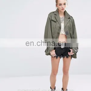 New Fashion Woven Cotton Fabric Army Jacket Women Military Jacket Wholesale thumbnail-5