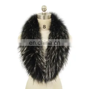 Large Natural Raccoon Fur Hood Trim for Jacket Dyed Fur Collar Wrap Scarf thumbnail-3