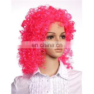 MCW-0417 Party Masquerade Synthetic Short Women Pink Afro Wig thumbnail-1