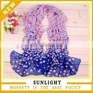 100% Polyester Voile Printed Cheap Fashion Chiffon Lady Scarves thumbnail-1