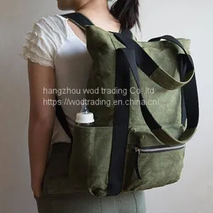 Wax Canvas Backpack Bag With 9 Pockets thumbnail-1