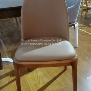 Modern Ash Solid Wood Dining Chair With Velvet Fabric Cushion thumbnail-2
