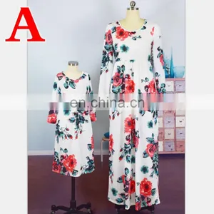 2019 New FLORAL FULL PRINT Dress Mother Daughter Matching Dress 5COLORS (this Link for WOMAN) thumbnail-3