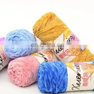 5mm Thickness for Hand Knitting and Crochet Velvet Yarn 100% Polyester Chenille Yarn for Hats and Scarfs thumbnail-3