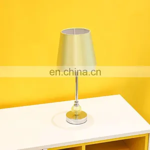 European Style Hotel Home Indoor Decor Bedroom Modern Table Light With Yellow Silk Lampshade thumbnail-4