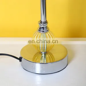 European Style Hotel Home Indoor Decor Bedroom Modern Table Light With Yellow Silk Lampshade thumbnail-5