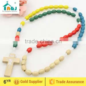 5 Color Wooden Ovel Bead Rosary thumbnail-1