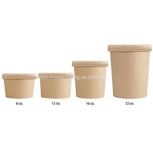 Eco Friendly Microwavable Soup Storage Containers Kraft Paper Soup Containers With Lid China Food Packaging thumbnail-1