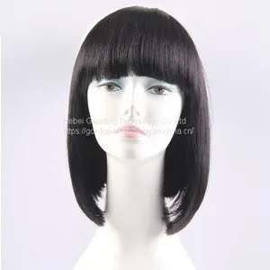 Natrual Color Lace Front Bob Human Hair Wigs With Bangs thumbnail-2
