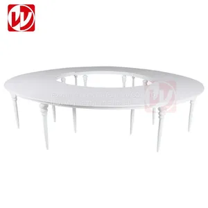 Cheap White MDF Top Banquet Round Table White Legs Wedding Serpentine Half-Moon Event Rental Dining Table thumbnail-1