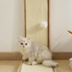MEOW LOVE Cat Scratch Board L Shape Cat Scratcher Pad No Debris With Ball Toy Solid Wood Furniture Protector for Cats thumbnail-2