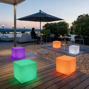 Patio Furniture/ Led Cube Chair/Led Outdoor Rechargeable Modern Cube Waterproof Led Furniture Garden Sets Table Chairs thumbnail-4