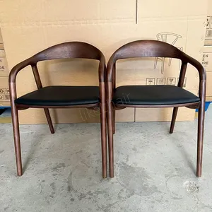 Antique Dinning Room Chairs Unique Simple Design Comfortable Restaurant Chair Walnut Solid Ash Wood Dining Chairs for Sale thumbnail-2