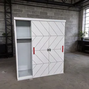 Home‑use Knock‑down Steel Storage Cabinet UV Printed Wardrobe 3‑Door 4‑Door Clothes Organizer Cabinet With Mirror Drawers Custom Color Export thumbnail-1
