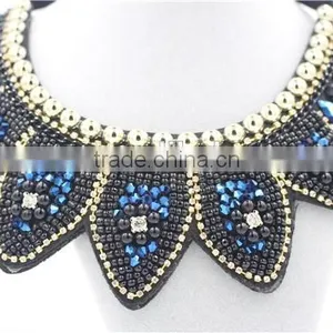 Giant Blue Necklace Fashion Crystal Jewelry Necklace Gold Chain Bead Necklace thumbnail-3