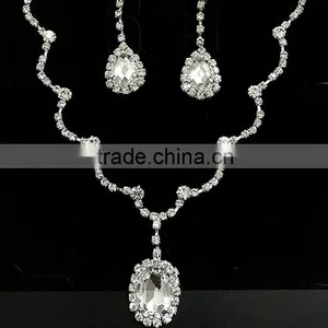 Custom Wedding Favor Crystal Sapphire Necklace Earring Set thumbnail-2