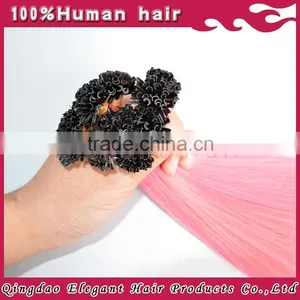 New Style Sliky Straight Natural Color Human Hair Pink Hair Extensions thumbnail-3