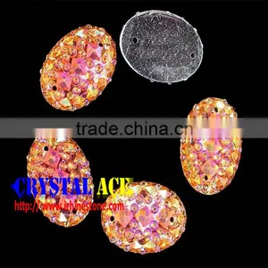 New Design Pink AB Crocodile Back All Sky Star Ellipse Flat Back Resin Sew on Stone for Clothing Textiles Multi-color Optional thumbnail-5