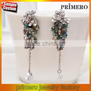 High Quality Brand Designs Clover Crystal Beads Tassel Earrings thumbnail-1