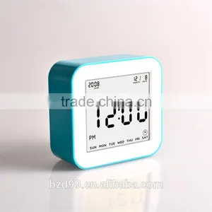 Best Teenager Home Promotional Gift OEM Multi-function Smart Digital Rotation Control Auto Light LCD Bedside Alarm Table Clock thumbnail-2