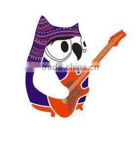 Owl Playiing The Guitar Hotfix Fabric Transfer Design for T-shirt or Bag thumbnail-1